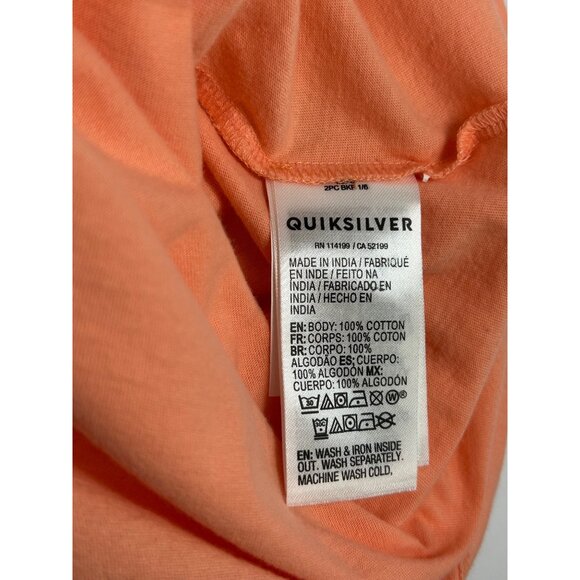 QUIKSILVER Crop Tank Top Sz L Bundle of 2 Lime Green Peach Orange Graphic Cotton - Picture 13 of 16